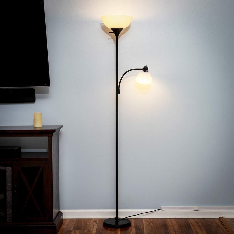 Brightech Sky Dome Plus LED Floor lamp, Torchiere Super Bright Floor Lamp with Reading Lamp for Living Rooms & Offices - Dimmable Tall Standing Lamp for Bedroom Reading - Black - Image 4